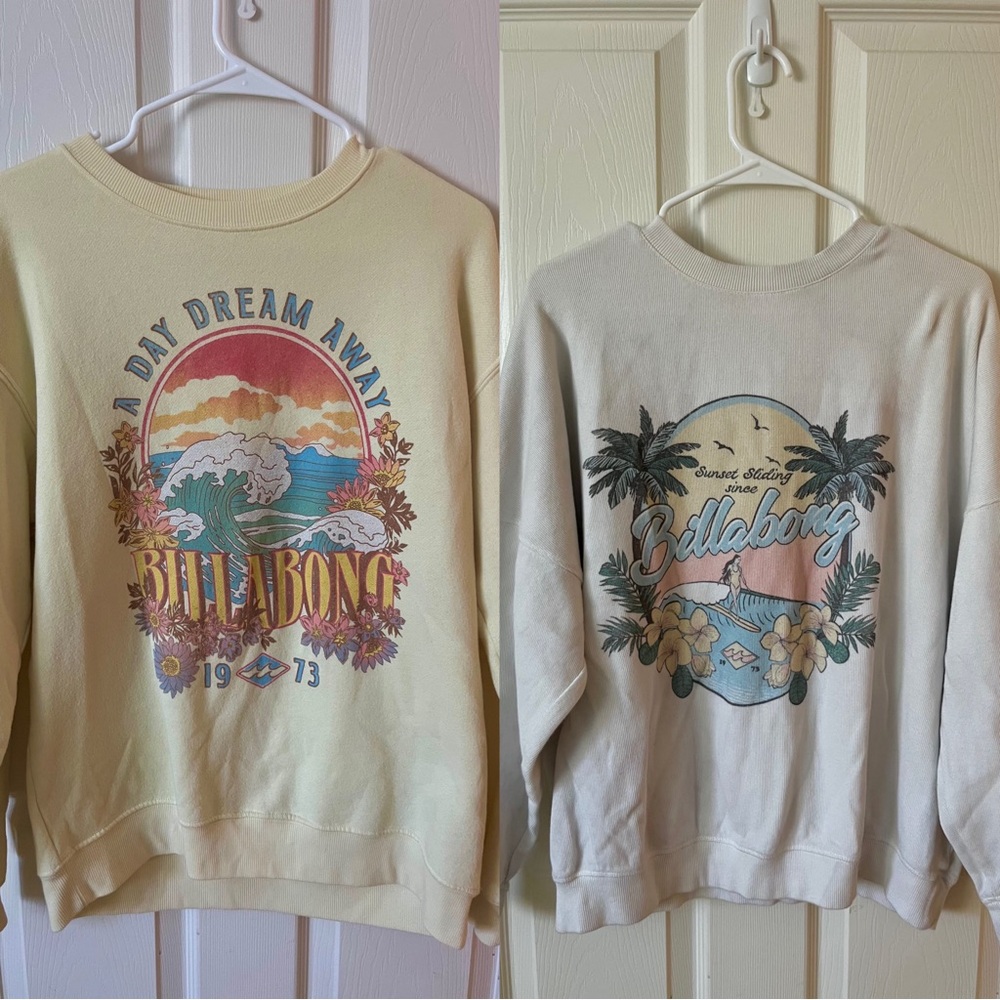 2 billabong crewneck sweatshirts